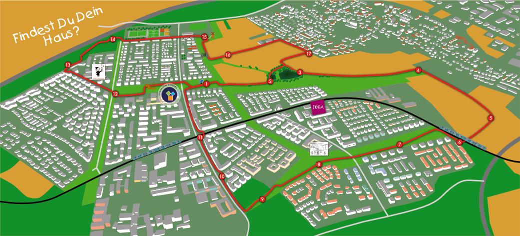 Eine Karte des Rundwanderwegs und seiner Stationen
